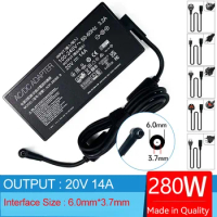 20V 14A 6.0mm*3.7mm Laptop Ac Adapter Charger For Asus ROG Zephyrus S GX531GW Duo GX703 15 GX551QM M16 GU603ZM G16 GU603VV G531