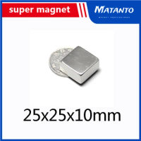 3/5/10PCS 25x25x10 N35 Quadrate Powerful Magnets 25mmX25mm Permanent Magnet 25x25x10mm block Strong Neodymium Magnetic 25*25*10