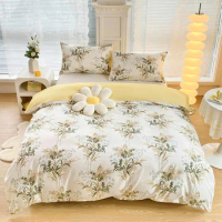 Bedding Set 3pcs Set Printed Floral Duvet Cover Set Comforter Cover Flower Soft with 2 Pillow Shams Queen King Size Home Textile