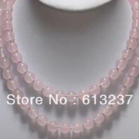 hot free Shipping new Fashion Style diy 35" 8mm Rose chalcedony jades stone necklace Lariat Necklace Fashion Round Beads MY5301