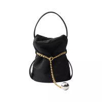 Prada Petit Sac Noir Mini Re-Nylon Nappa Leather Bucket Bag Black