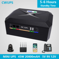 No Break Mini DC UPS Wifi Router 20000mAh 12V 5V Internet Backup Uninterruptible Power Supply Battery UPS For Mini Router