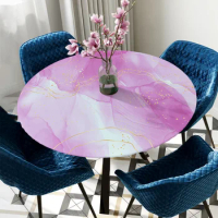 Marble Line Gold Overlap Gradient Round Tablecloth Elastic Table Cover Rectangle Waterproof Dining Table Decoration Accessorie