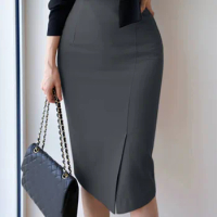 ZANZEA Women Sexy Package Hip Skirt Fashion High Waist Slit Hem OL Mini Skirt Elegant Office Sheath Jupe Temperament Slim Faldas