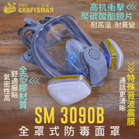 《工具職人》SM-3090B全罩式防毒面罩 防塵全面具3M防疫醫療N95口罩 抗病毒醫院診所濾毒罐 過濾棉烤漆噴漆噴農藥