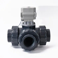 3-Way DN50 2'' UPVC Electric Control Valve With Manual Override DC12V/24V 3-Way Motorized Ball Valve