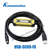 AMSAMOTION USB-SC09-FX For Mitsubishi PLC Programming Cable Compatible FX-USB-AW Data Communicate FX2N/FX1N/FX0N/FX0S/FX1S/FX3U