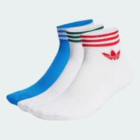 【adidas 愛迪達】襪子 中筒襪 運動襪 3雙組 三葉草 TREF ANK SCK HC 白藍 IU2662