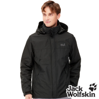 【Jack wolfskin 飛狼】男 Air Wolf 兩件式防風防水保暖外套(內件刷毛外套 / 黑色)