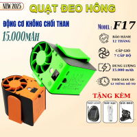[ 15000mAh ] Quạt Mini Đeo Thắt Lưng F17 - Động Cơ Không Chổi Than - 7 Cấp Độ Gió