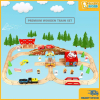 BabyBoss Edwone Wooden Train Set with Battery Locomotive Train Track Toy Railway Train Toy