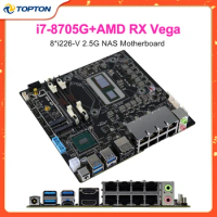 Topton N9 NAS Motherboard Intel i7-8705G 8*2.5G i226 Discrete Graphics AMD Radeon RX Vega M 4GB 2*DDR4 17x17 ITX Firewall Router