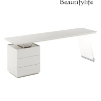 Cream Style White Simple Modern Boss Desk Beauty Salon Desk Computer Desk and Chair Set