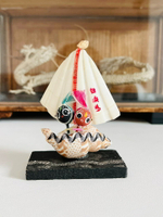 日本昭和 鄉土玩具 民蕓品 手工貝殼制帆船置物裝飾擺飾