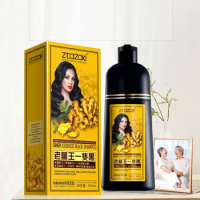 Mokeru 500ml Natural Herbish Ginger Essence Black Shampoo Gray Hair Dye Shampoo For Men Women Black Hair Dye Permanent