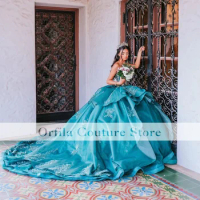 Dark Green Charro Quinceanera Dress 2023 Sweetheart Beads Appliques Girs Mexican Vestidos De 15 Años Sweet 16 Pageant Dress