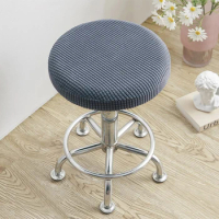 Round Stool Seat Cover Polar Fleece Elastic Bar Stool Cover Anti-Dirty Barstool Slipcover Home Dining Chair Cover Protector
