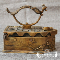 精品銅器古玩古董收藏純銅熨斗裁縫用品道具老物件燒炭銅燙斗擺件
