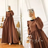 Baju GAMIS GISKA DRESS MAXY WANITA Cokelat Tua