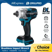 Drillpro 520N.M 1/2 inch Brushless Electric Impact Wrench Ratchet Cordless Screwdriver Power Tools for 18V Battery