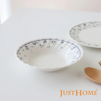 【Just Home】日本製陶瓷藍卉5.5吋湯盤(日本製 碗 湯盤 點心碗 碗盤)