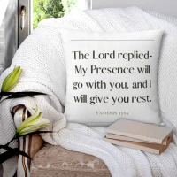Exodus 33 11 Minimalist Square Bible Verse 33v14 Square Pillowcase Pillow Cover Decor Comfort Throw Pillow for Home Bedroom