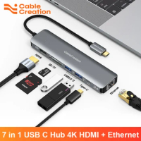 CableCreation USB Type C Hub to 4K 60Hz RJ45 SD Reader 100w PD Charger USB 3.0 USB C Docking For Macbook Pro iPad Pro