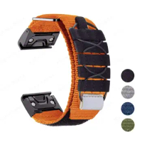 Nylon Hook Loop Strap for Garmin Fenix 7 6X 6S 6 Pro 5X 5 5S 3HR 22mm 26mm Sport Canvas Fabric Watch Band for Garmin Accessories