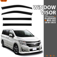 For Nissan Elgrand E52 2010-2023 Plastic Window Visor Vent Shades Sun Rain Deflector Guard 4PCS/SE For Nissan Elgrand