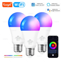 Tuya Smart WiFi Bulb E27 18W RGB CW WW Light Bulb Compatible With Google Home Alexa For Smart Home Decoration