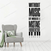 " Without music life would be a mistake " Home/Music Studio DecorationWall Art Decals Friedrich Nietzsche Famous Saying CX1664