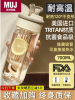 免運·日本進口無印良品tritan水杯女新款2024男生高顏值吸管杯便攜塑料