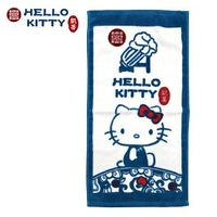 小禮堂 Hello Kitty x 故宮博物院 兒童毛巾 長毛巾 純棉 割絨 28x54cm (S 藍綠)