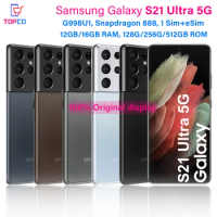 Samsung Galaxy S21 Ultra 5G G998U1 128G/256G/512GB Snapdragon 888 6.8" Octa Core 108MP&amp;40MP 12/16GB RAM eSim Unlocked Cell Phone