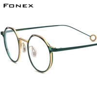 FONEX Pure Titanium Glasses Frame Women 2024 New Smooth Grace Round Eyeglasses Men Eyewear POET