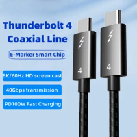 2M Thunderbolt 4 Coaxial Cable 40Gbps Data Transfer PD100W Fast Charge HDMI-Compatible Video 8K60Hz for iPhone MacBook Pro