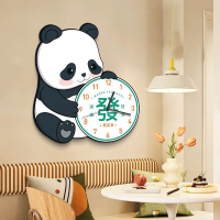 【破損包賠】熊貓創意掛鐘客廳家用鐘表掛墻裝飾餐廳時鐘免打孔客廳臥室掛鐘掛表