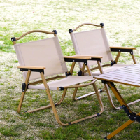 Lighten Up Camping Chair Portable Outdoor Chair Wood Grain Folding Chair Camping Equipment Kermit Chair