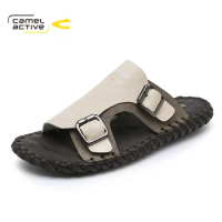 Camel Active New Brand Shoes Summer Flip Flops Men's Sandals Designer Genuine Leather Cowhide Fashion Beach Slippers DQ120076