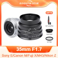 Brightin Star 35mm F1.7 APS-C Large Aperture Wide Anlge Lens for Sony E A6300 Canon EOS M M200 Fuji FX XT3 M4/3 EPL1 Nikon Z Z6