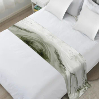 Marble Fluid Textured Sage Green Bed Runner Luxury Hotel Bed Tail Scarf Decorative Cloth Home Bed Flag Table Runner