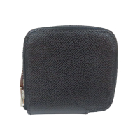 【二手名牌BRAND OFF】HERMES 愛馬仕 黑色 牛皮 Azap Silk In 零錢包 A刻 銀扣