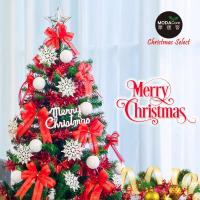 【摩達客】耶誕-6尺/6呎-180cm特仕幸福型裝飾綠色聖誕樹(含銀白熱情紅系飾品/不含燈/本島免運費)