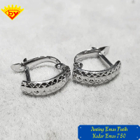 Anting Emas Putih Permata Kadar Emas Putih 750