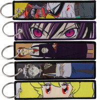 Code Geass Embroidered Keychain Jet Tag For Motorcycles Cars Bag Backpack Key Tag Chaveiro Key Ring Fashion Key Fobs Gifts
