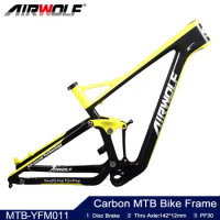 Airwolf T1000 Carbon Mtb Frame 29er Mountain Bike Frame Full Suspension 142mm OEM Painting Logo Carbon Frame
