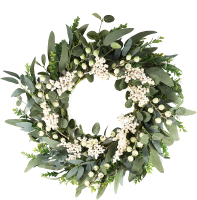 Eucalyptus Wreath for Front Door 20” Artificial Lavender Floral Wreath with Berries for All Seasons 
