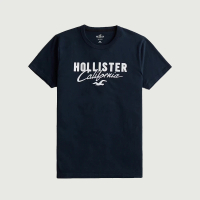 【HOLLISTER Co】HCO 海鷗 經典刺繡文字海鷗圖案短袖T恤 上衣-深藍色(平輸品)
