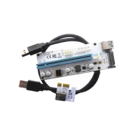 VER008S 3 in 1 4Pin SATA 6PIN PCIE PCI-E PCI Express Riser Card 1x to 16x USB 3.0 Cable For Mining Bitcoin Miner