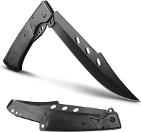 MADSABRE 12.7" Large Folding Tactical with Ebony Handle and Sheath - 7.2" Long Blade Big Pocket for